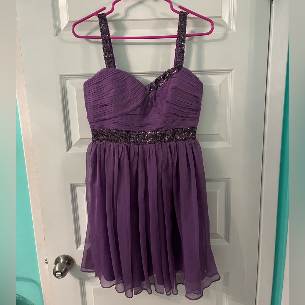 Minuet purple sparkly a line dress size medium